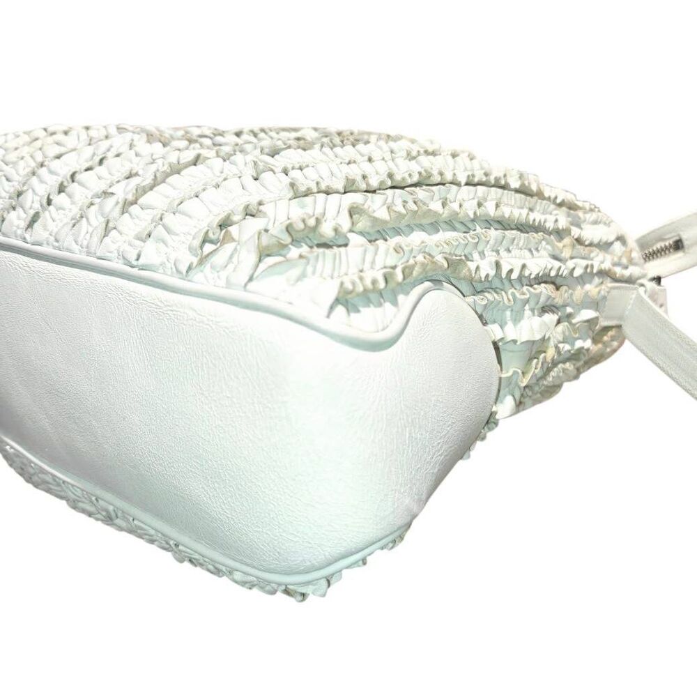 BURBERRY Lowry Off-White Ruched Leather Shoulder Bag Crossbody - Picture 7 of 16